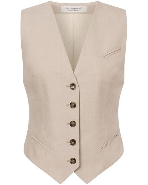 Chaleco con cuello en V Philosophy Di Lorenzo Serafini de color Natural