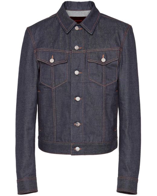 Ferragamo Logo-buttons Cotton Denim Jacket in Blue for Men | Lyst