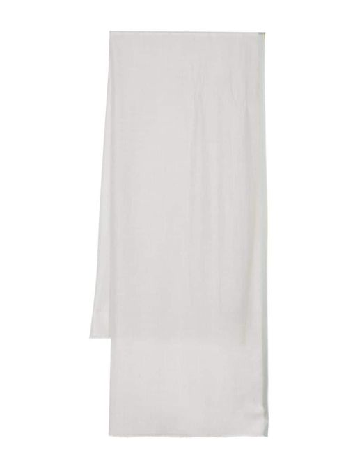 N.Peal Cashmere White Fine-knit Cashmere Scarf