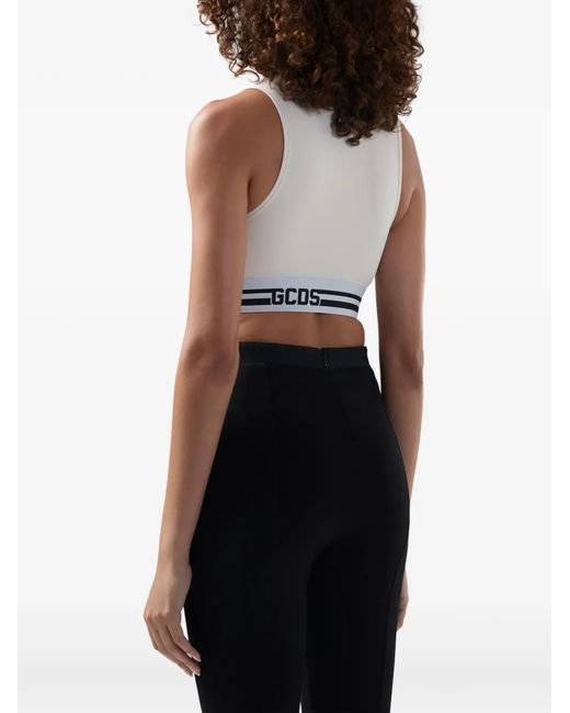 Gcds White Logo-Detail Crop Top