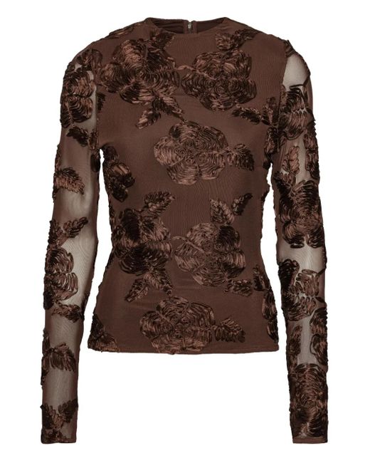 ROTATE BIRGER CHRISTENSEN フローラル ロングスリーブトップ Brown