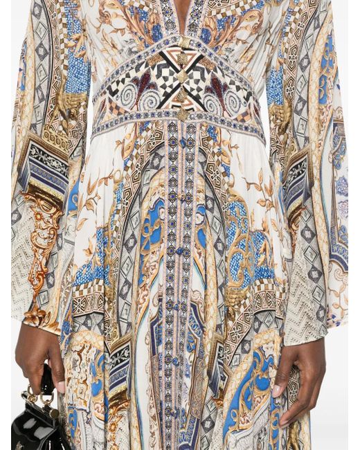 Camilla Maxi-Jurk Met Geplooid Detail in het White