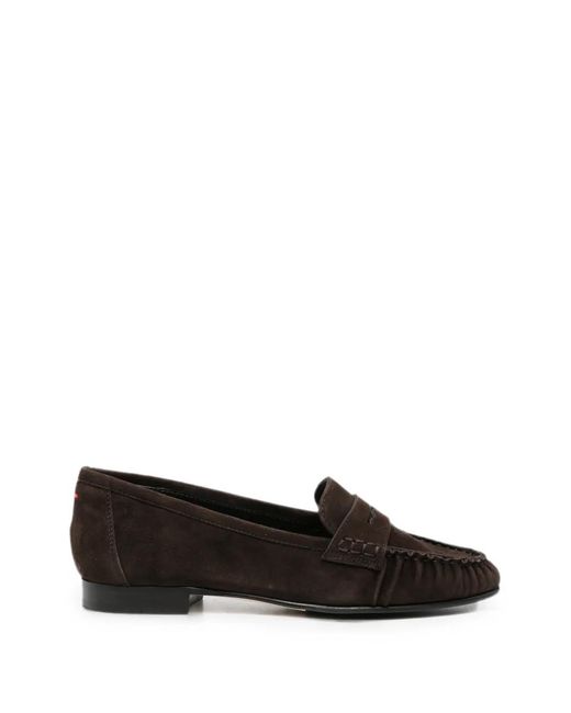 Aeyde Black Aldous Suede Penny-Slot Loafers