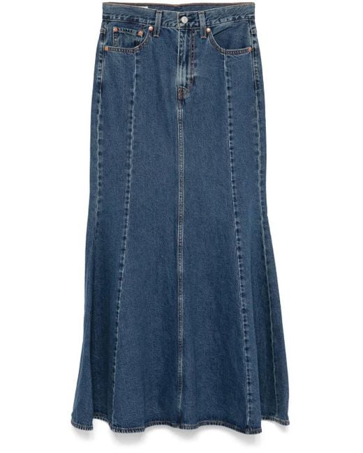 Levi's Blue Cotton Mermaid Denim Maxi Skirt