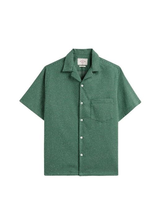 Portuguese Flannel Green Polka-Dot Camp-Collar Shirt for men