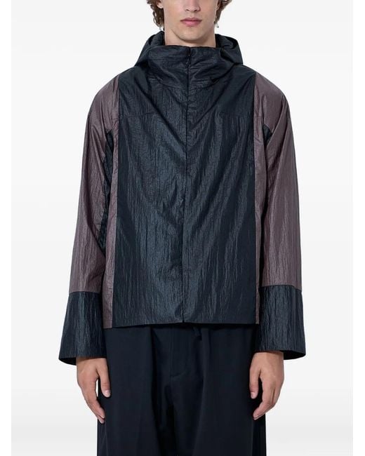 Kiko Kostadinov Blue Crinkled Colour-Block Jacket for men