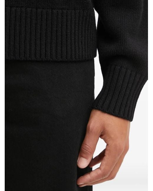 Filling Pieces Black Embroidered Crew-Neck Sweater for men