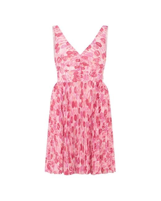 RED Valentino Pink Pleated Print Dress