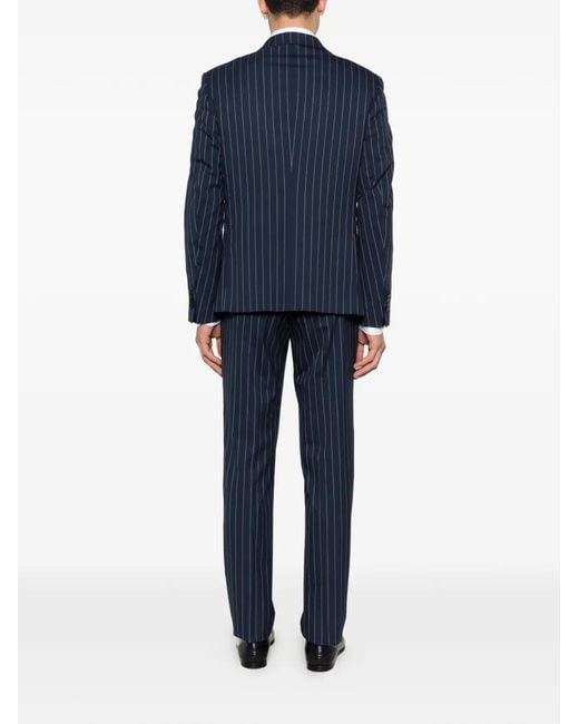 Manuel Ritz Blue Buttoned Striped Suit for men