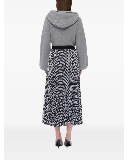 MSGM White Printed Midi Pleated Skirt