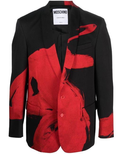 Moschino Red Graphic-print Suit Jacket for men