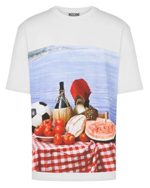 Moschino White Photograph-Print T-Shirt for men