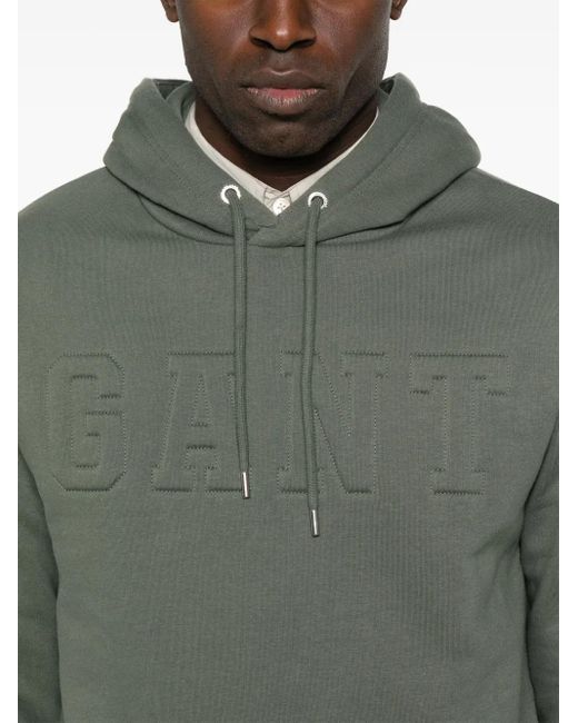 Gant Gray Logo-Embossed Hoodie for men