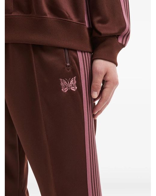 Needles Brown Logo-Embroidered Track Pants for men