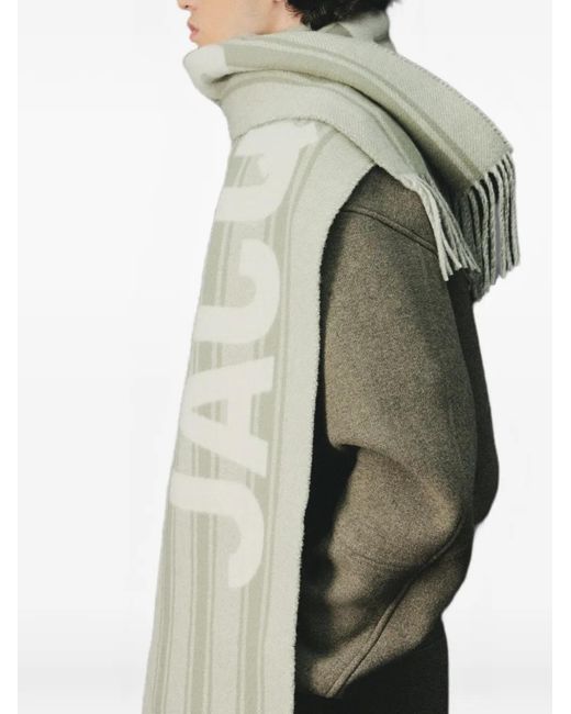Jacquemus White Lecharpe Striped Wool Scarf