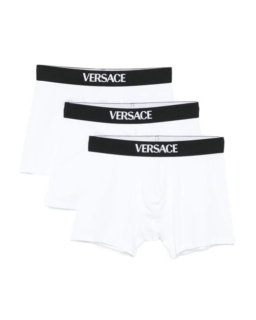 メンズ Versace ロゴ ボクサーパンツ セット White