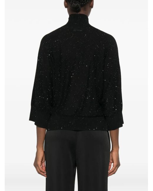 Fabiana Filippi Black Sequin-Embellished High-Neck Knit