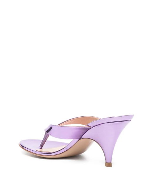 Gianvito Rossi Pink Sofia Metallic Thong Sandals