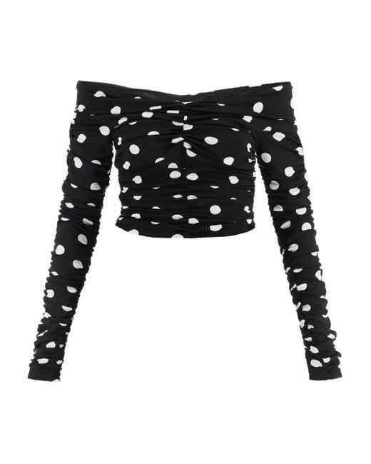 Magda Butrym Black Polka Dot-Print Crop Top