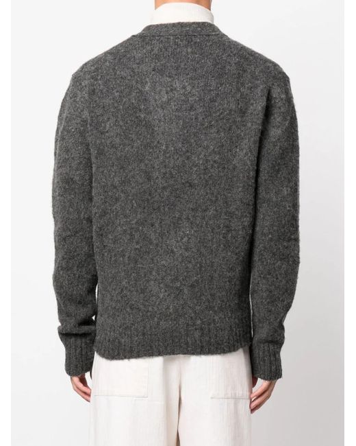 Aspesi Gray Button-Up Wool Cardigan for men