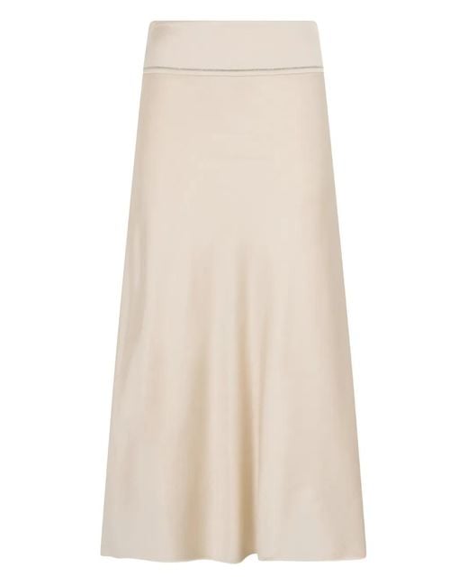Peserico Natural Long Sand-Colored Skirt That Offers Comfort And Style