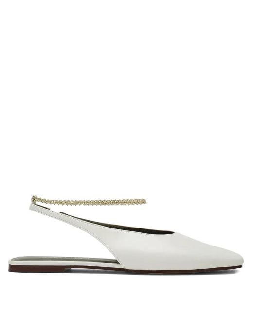 MARIA LUCA White Chain-Embellished Slingback Pumps