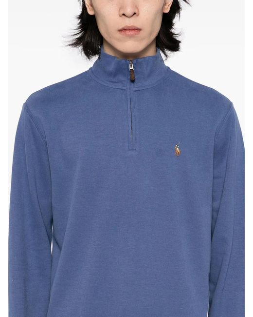 Polo Ralph Lauren Blue Half Zip-Up Sweater for men
