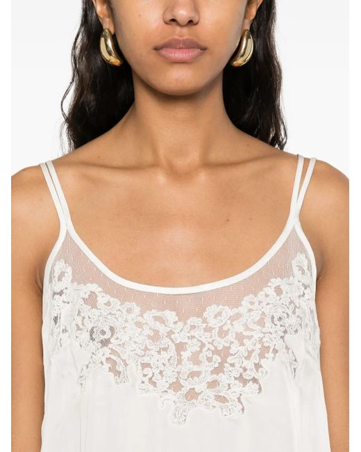 Twinset White Embroidered Satin Top