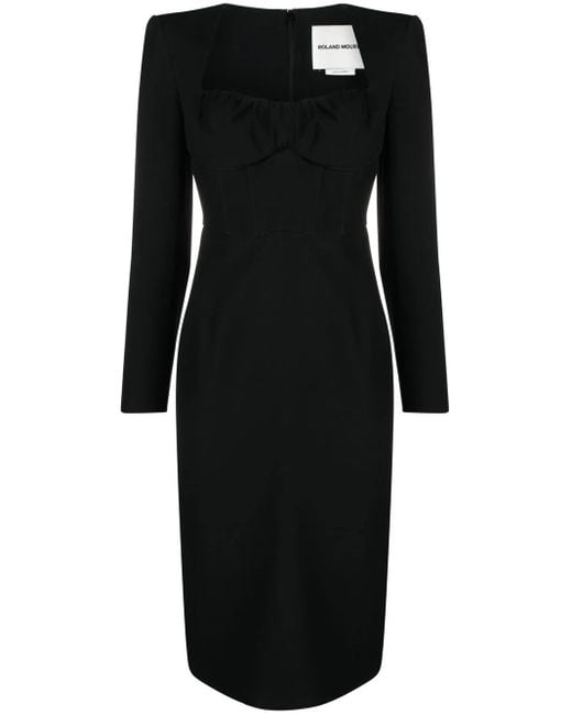 Roland Mouret Black Wool And Silk Blend Midi Tube Dress