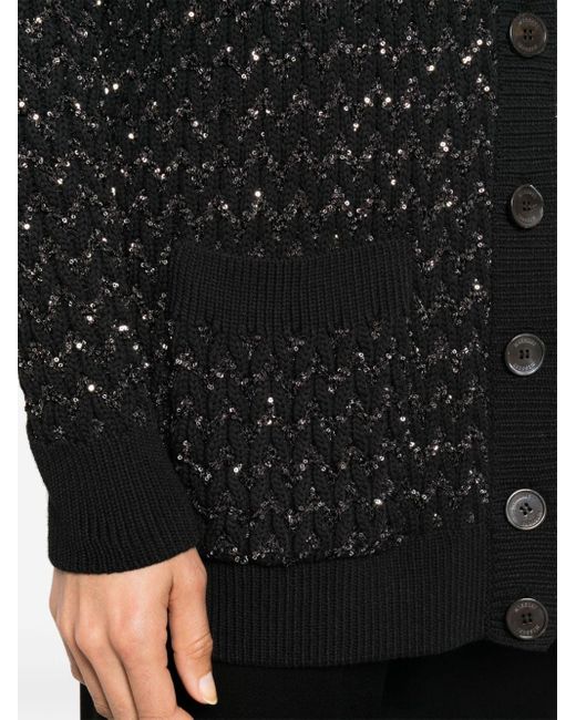 Missoni Black Zigzag-knit Sequinned Cardigan