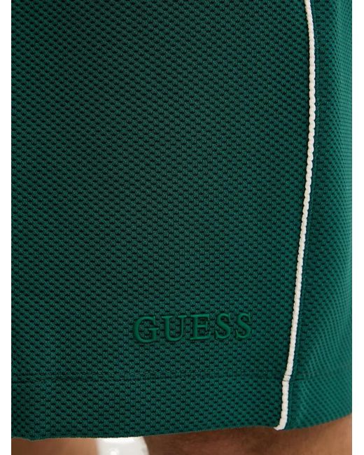 Guess Green Logo-Detail Piped-Trim Shorts for men