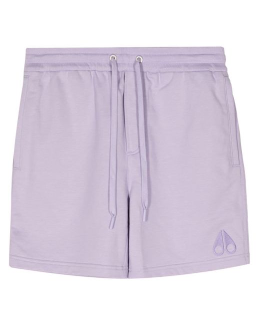 Moose Knuckles Purple Logo-embroidered Cotton Track Shorts for men