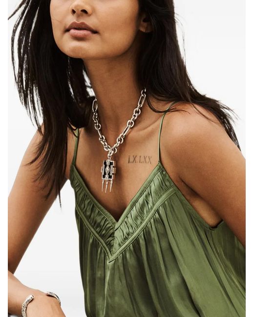 Ba&sh Green Clovis Ruched V-Neck Sleeveless Blouse