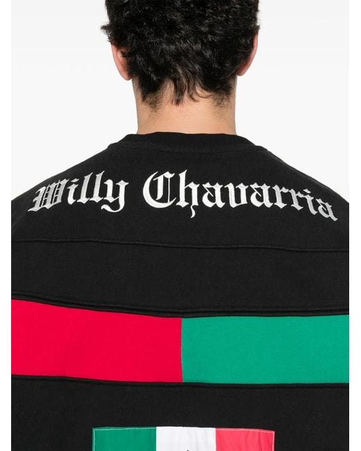 Adidas Black X Willy Chavarria Eagle-Graphic Crew-Neck Sweatshirt for men
