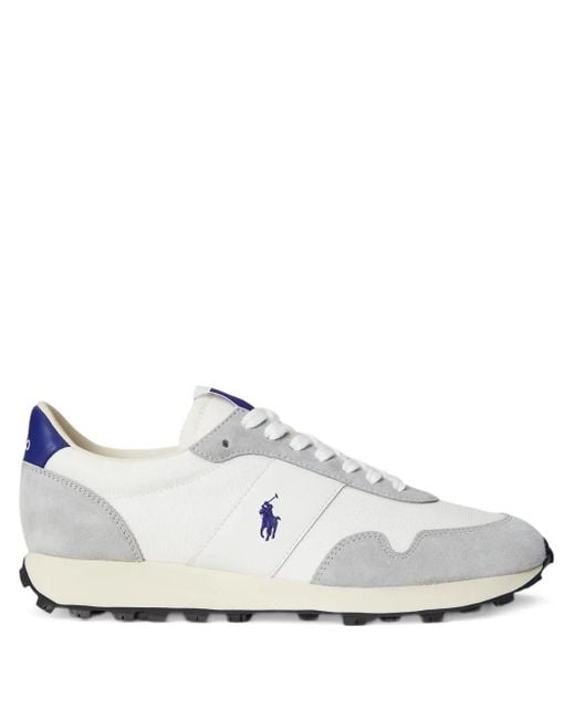 Polo Ralph Lauren White Prl Trail 125 Suede Mesh Sneakers for men