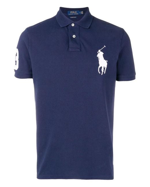 Polo Ralph Lauren Blue Short Sleeves Knit Big Logo Polo Shirt for men