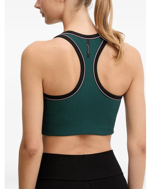 EA7 Green Brassière De Sport À Patch Logo