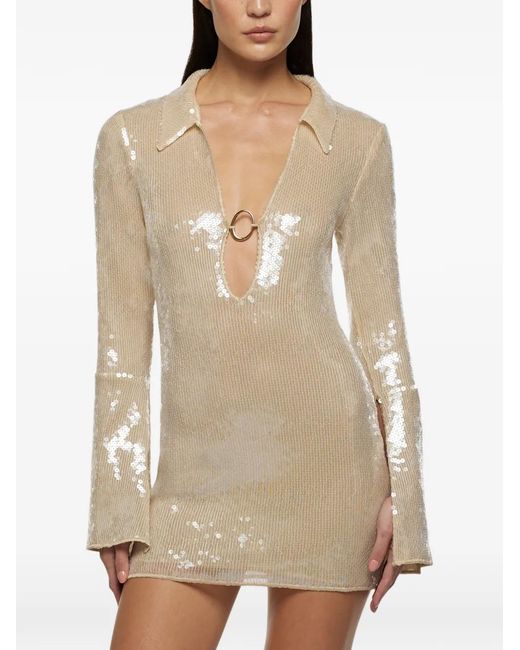 Osree Marylin Ring-Detail Mini Dress in Natural | Lyst