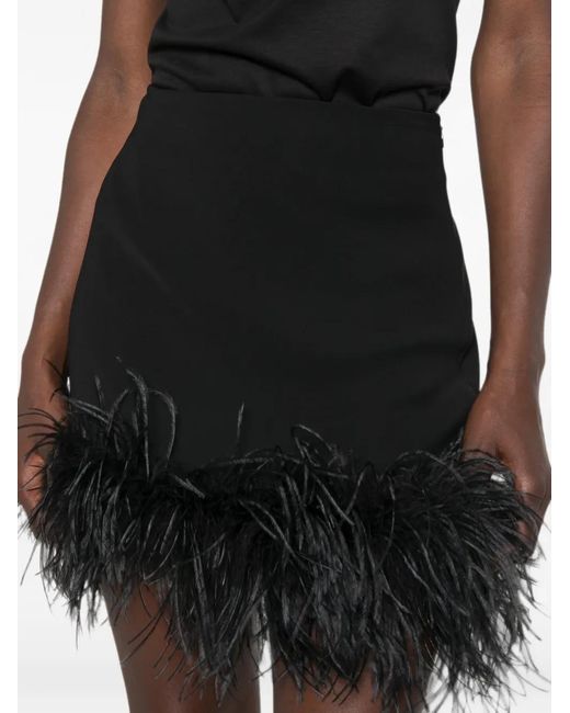 P.A.R.O.S.H. Black Feather-Trim Mini Skirt