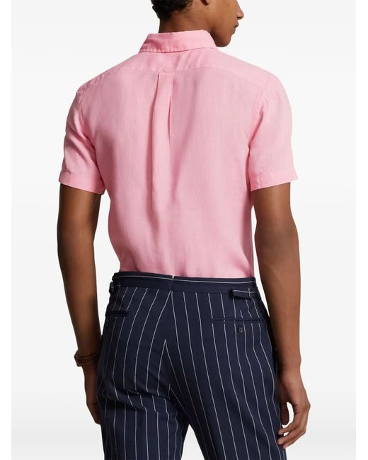 Polo Ralph Lauren Pink Button-Down Short-Sleeved Shirt for men