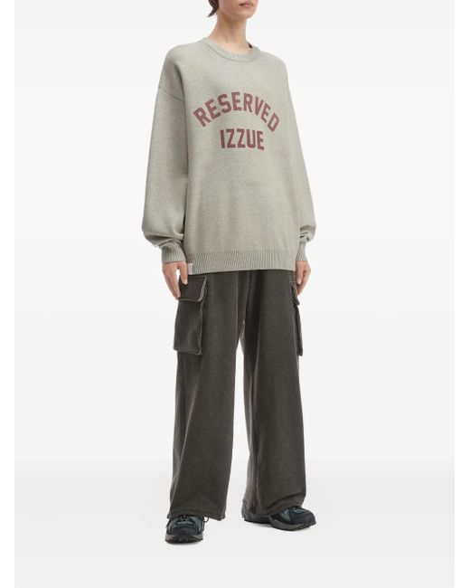 Izzue Gray Logo-Print Sweater for men