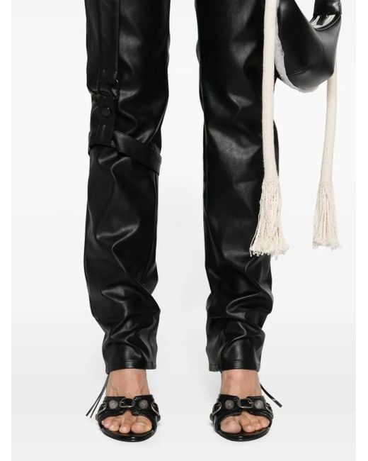 Elena Velez Black Moto Faux-Leather Trousers