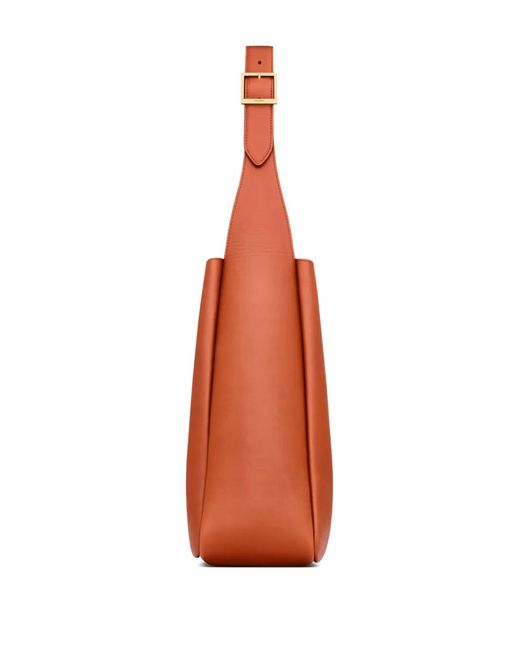 Saint Laurent Orange Large Le 5 À 7 Buckle Leather Shoulder Bag