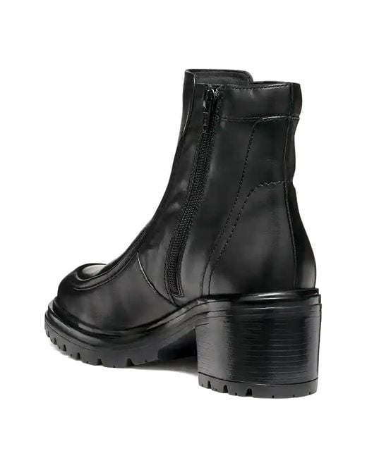 Geox Black Block-Heel Ankle Boots