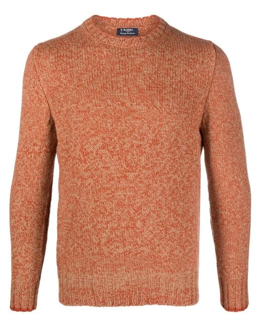 Barba Napoli Brown Speckle-Knit Virgin Wool Jumper for men