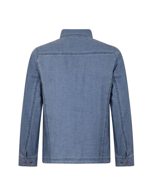 Moorer Blue Buttoned Chest-Pockets Shirt for men