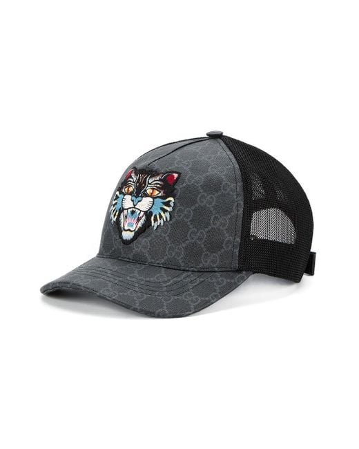 Gucci Gg Supreme Angry Cat Baseball Cap in Black for Men | Lyst UK 