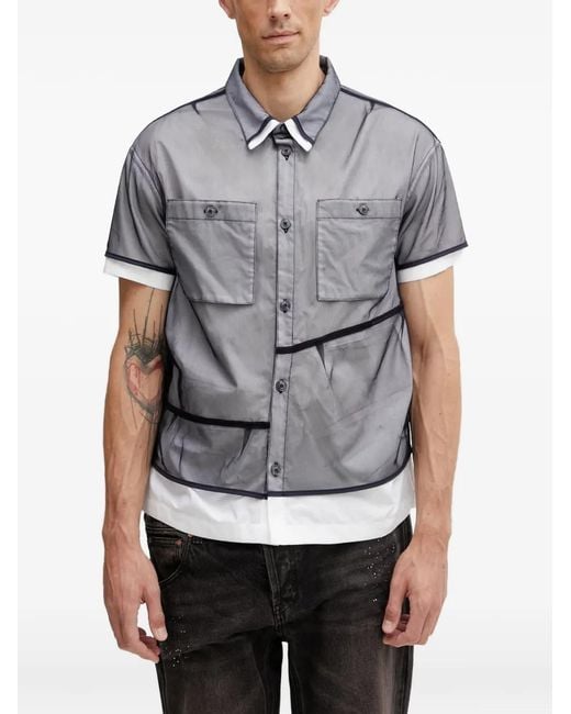 ANDERSSON BELL Gray Layered Mesh-Overlay Shirt for men
