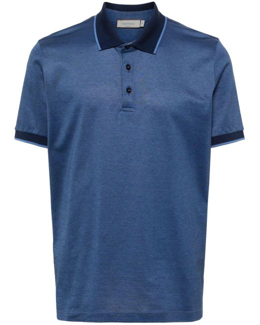 Canali Blue Piqué Polo Shirt for men
