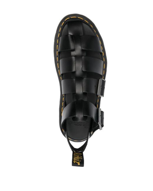 Dr. Martens Black Caged-Design Leather Sandals for men